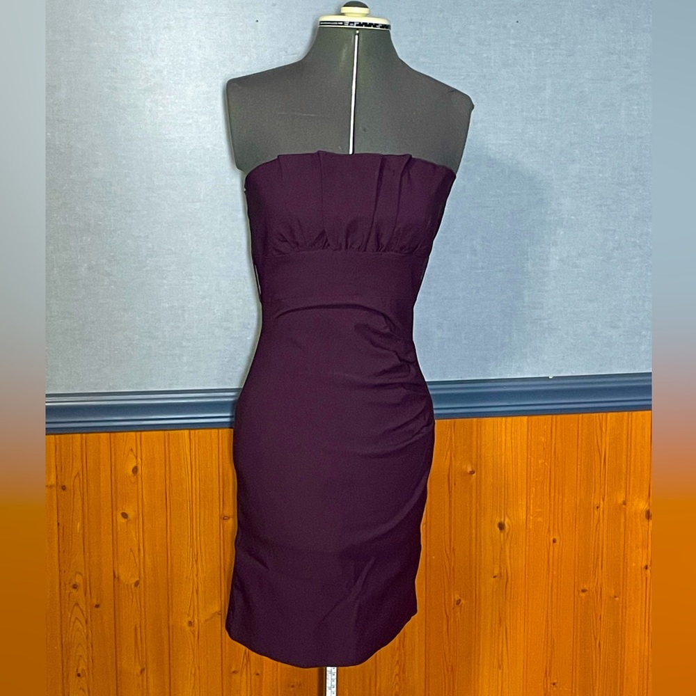 Purple strapless bodycon dress